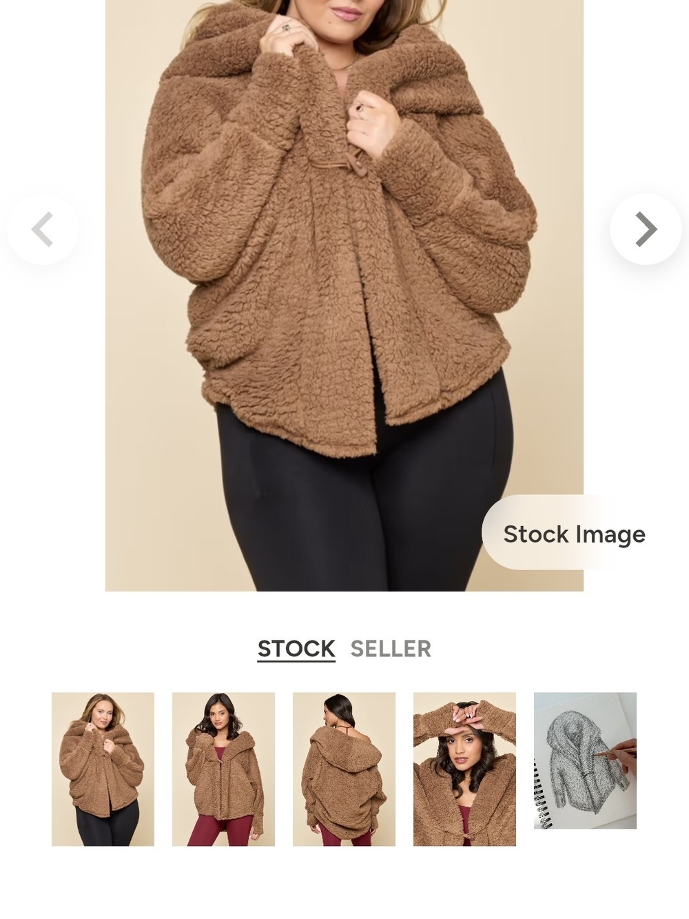 Popflex Cozy Teddy Hooded Jacket - Brown L/XL